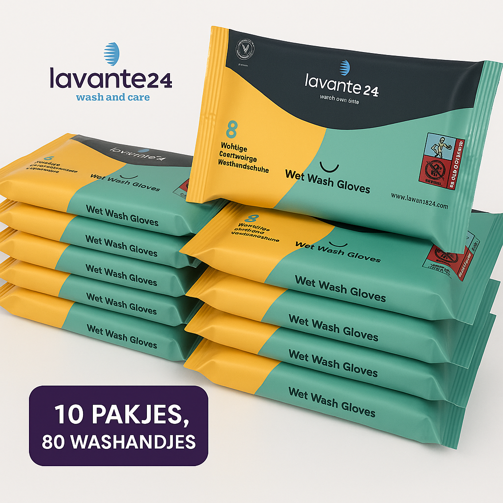 Lavante24 -80 vochtige frisse washandjes ongeparfumeerd - 10 pak van 8 stuks