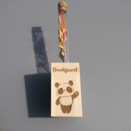 Houten blokje met buisje, panda