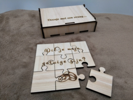 b2b doosje met een vraag+puzzel, meter, peter, getuige,...