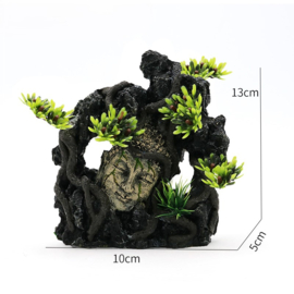 Rots met Boeddha kop 13cm / Aquariumdecoratie As-235