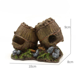 "Houten" tonnen" 9 cm / Aquariumdecoratie As-197