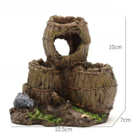 "Houten" tonnen 10cm / Aquariumdecoratie As-198