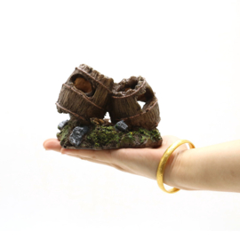 "Houten" tonnen" 9 cm / Aquariumdecoratie As-197