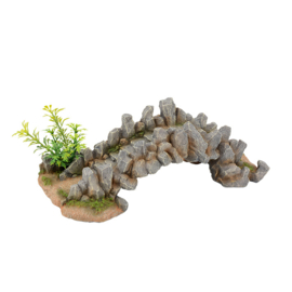 Stenen brug met plant / Aquarium decoratie As-908