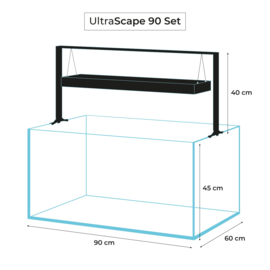 Osaka Ultrascape zwart 90x60x45cm aquarium + 4x LED verlichting