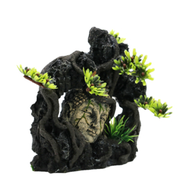 Rots met Boeddha kop 13cm / Aquariumdecoratie As-235