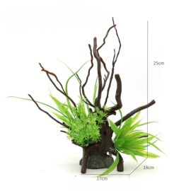 Kunstplant op hout / Aquarium decoratie As-213