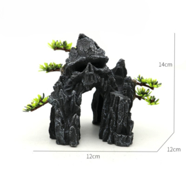 Grot met rots 14 cm / Aquariumdecoratie As-120