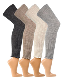 beenwarmers - wol met alpaca - overknee - zilvergrijs - one size