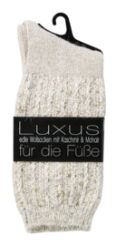 luxe glittersokken met kashmir/cashmere en mohair - beige