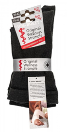 Wellness sokken met wol - extra breed - zachte boord - zwart