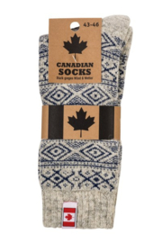 Canadian Socks - thermo - 80% wol - wolwit/blauw