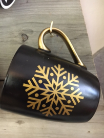 Kerst mok matzwart met goud