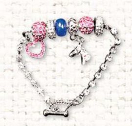 Armband Breloques met strass Roze/Blauw