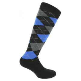 EQUITHÈME Argyle rijkousen Zwart/Blauw