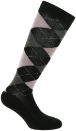 EQUITHÈME Argyle rijkousen Zwart/Oud Roze