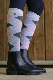 EQUITHÈME Argyle rijkousen Lichtgrijs/Oud Roze