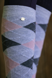 EQUITHÈME Argyle rijkousen Lichtgrijs/Oud Roze