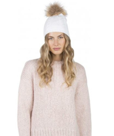Bonnet à pompon et fines paillettes Blanc