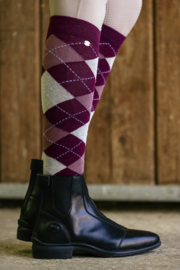EQUITHÈME Argyle rijkousen Bordeaux/Oud Roze