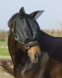 QHP Combi halster / vliegenkap met oren Zwart