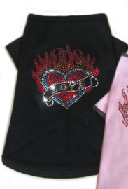 T-shirt DIVA DOG Flaming Heart Noir