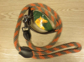 NORTON Koord/leder halsband met leiband Brindille/Oranje