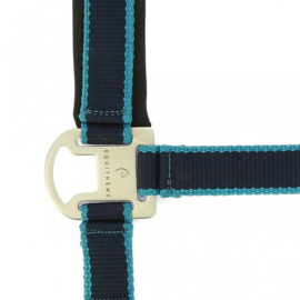 EQUITHÈME Satiné halster met touw navy/turquoise
