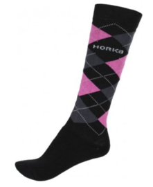 HORKA Riding sokken check Black/Rosa