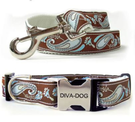 DIVA DOG Hals- en Leiband Boho Turquoise