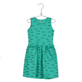Lötiekids - Dress Sleeveless Pockets Fishes Turquoise