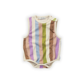 Sproet & Sprout - Terry Romper Biscotti Stripe Print
