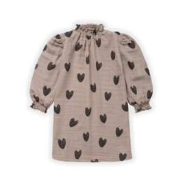Sproet & Sprout - Collar Dress Heart Print Mud