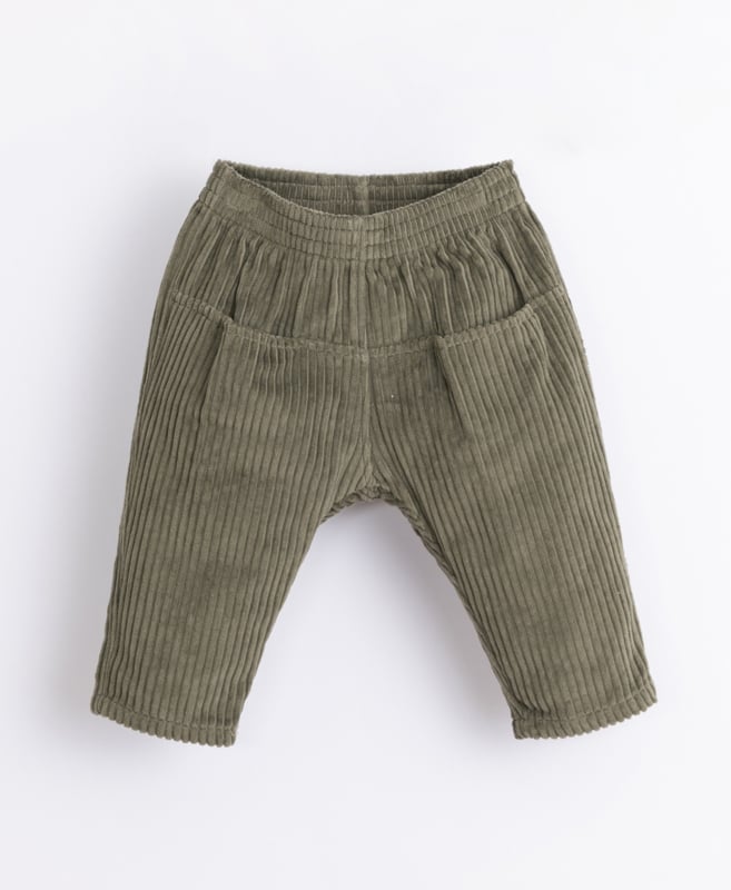 Play Up - Corduroy Trousers with Elastic Waist Avocado