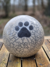 Grote honden urn met hondenpoot - 2 L.