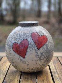 Urn met 2 rode harten (2 liter)