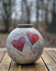 Urn met 2 rode harten (2 liter)