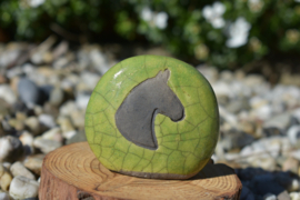 memorysteentje - groen met paardenhoofd