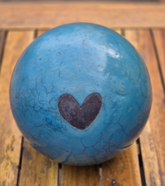 Turkoois blauwe urn met hart (2liter)