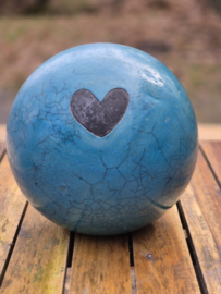 Turkoois blauwe urn met hart (2liter)