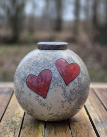 Urn met 2 rode harten (2 liter)