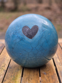 Turkoois blauwe urn met hart (2liter)