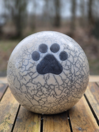 Grote honden urn met hondenpoot - 2 L.