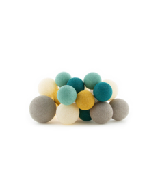 Cotton Ball Lights Premium Lichtslinger Beige en Blauw -  Ocean Green - 20