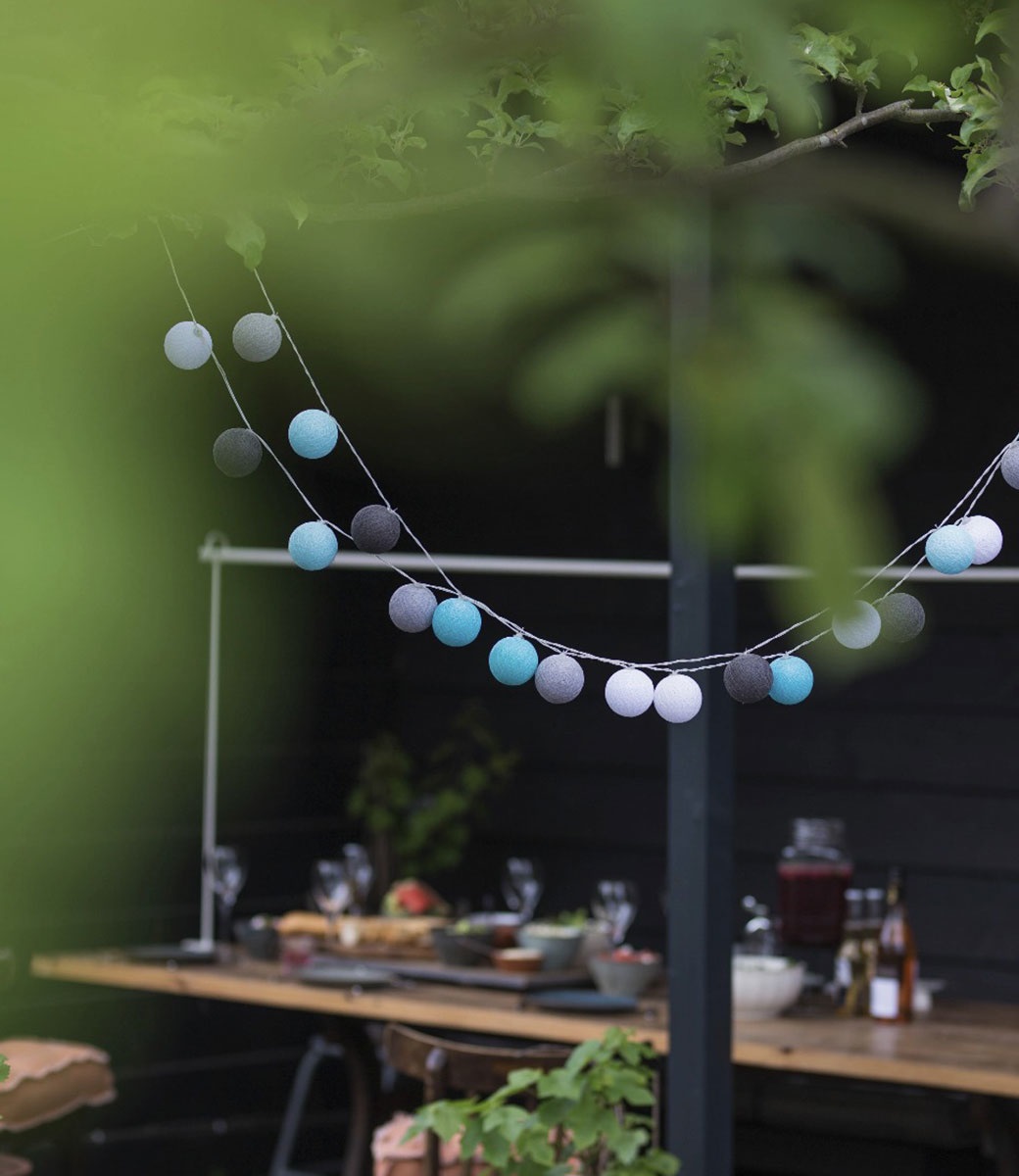 Cotton Ball LightsBuiten lichtslinger Blauw