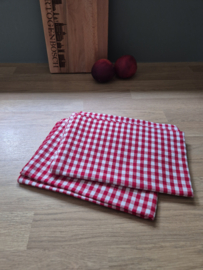 Theedoek Campos rood-wit theedoek - set van 2