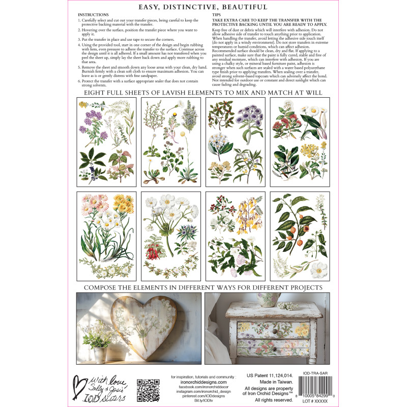 IOD Transfer Sarah Featon's botanicals