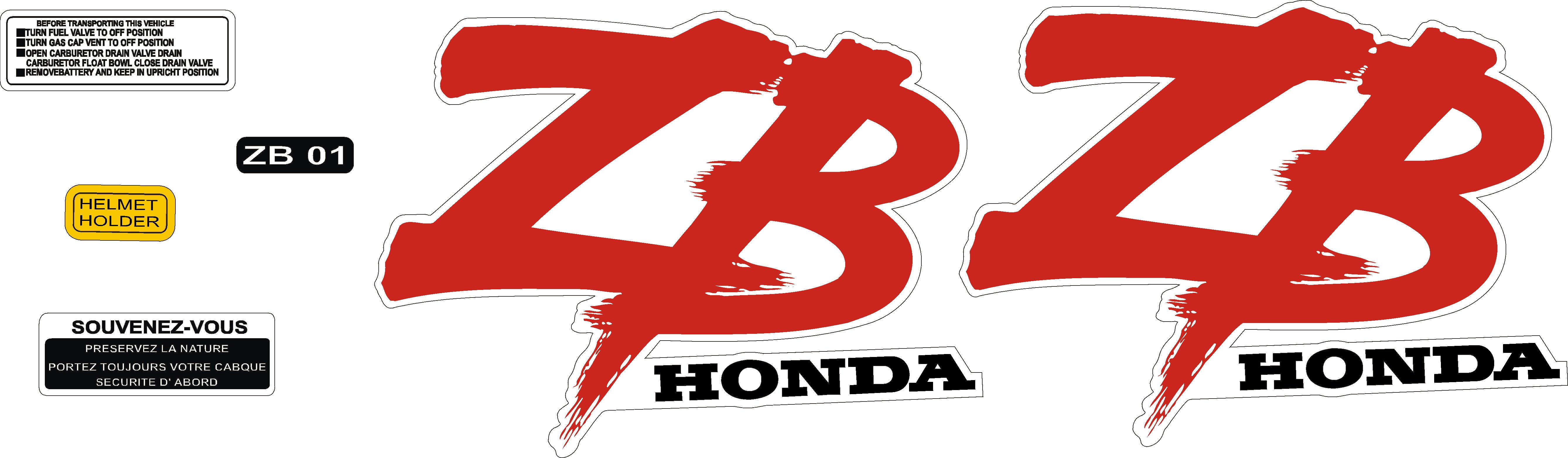 honda zb stickerset wit