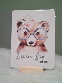 Houten kaart van de serie  beer/konijn dream big little one