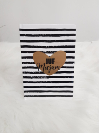 gestreept schrift Naam Juf